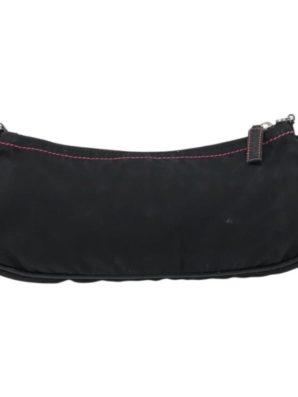 PRADA Accessory Pouch Nylon Black Silver Auth 159350